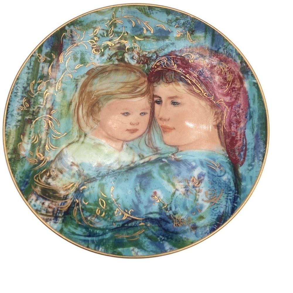 Edna Hibel‎ 1991 Mother's Day Collector Plate Michele and Anna 8.5in #3896